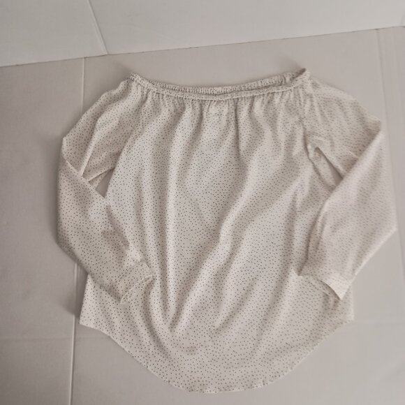 Rag and Bone Silk White with Black Gray Dots Off-Shoulder Shirt Woman’s Size XS - Picture 12 of 15